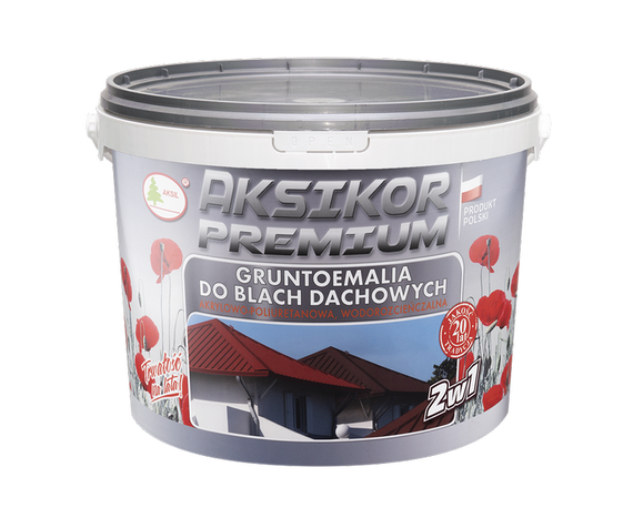 AKSIKOR Premium  farba na dach 10L Popielaty RAL 7037
