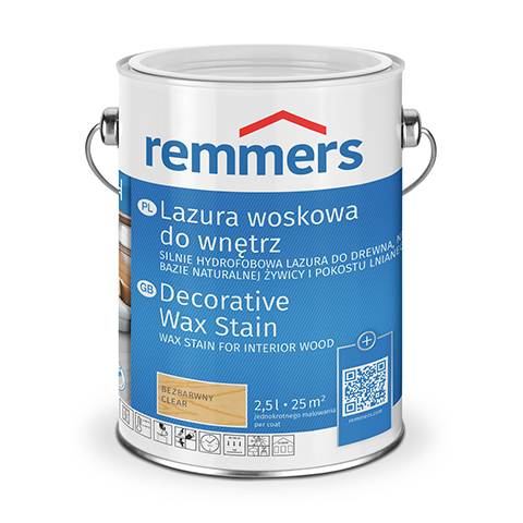 Lazura woskowa  do wnętrz Remmers Wohnraum Lasur - bezbarwny 10L